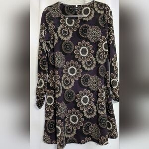 R&K Black, Gray With A Hue of Purple Dress With Neck Warmer. Size 8.